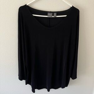 Chico’s Travelers 3 Black Scoop Neck 3/4 Sleeve Stretch Top XL 16